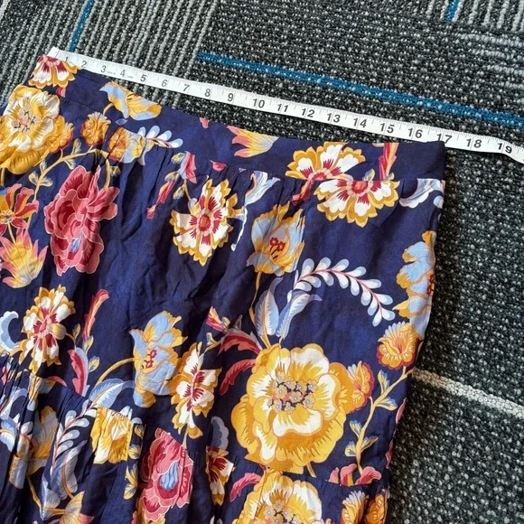 Soft Surroundings Large Kara Maxi Skirt Navy Floral Tiered Pockets - Picture 8 of 13